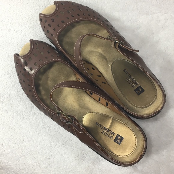 White Mountain Mario Wedge peep toe shoes Size 10W - Picture 2 of 8